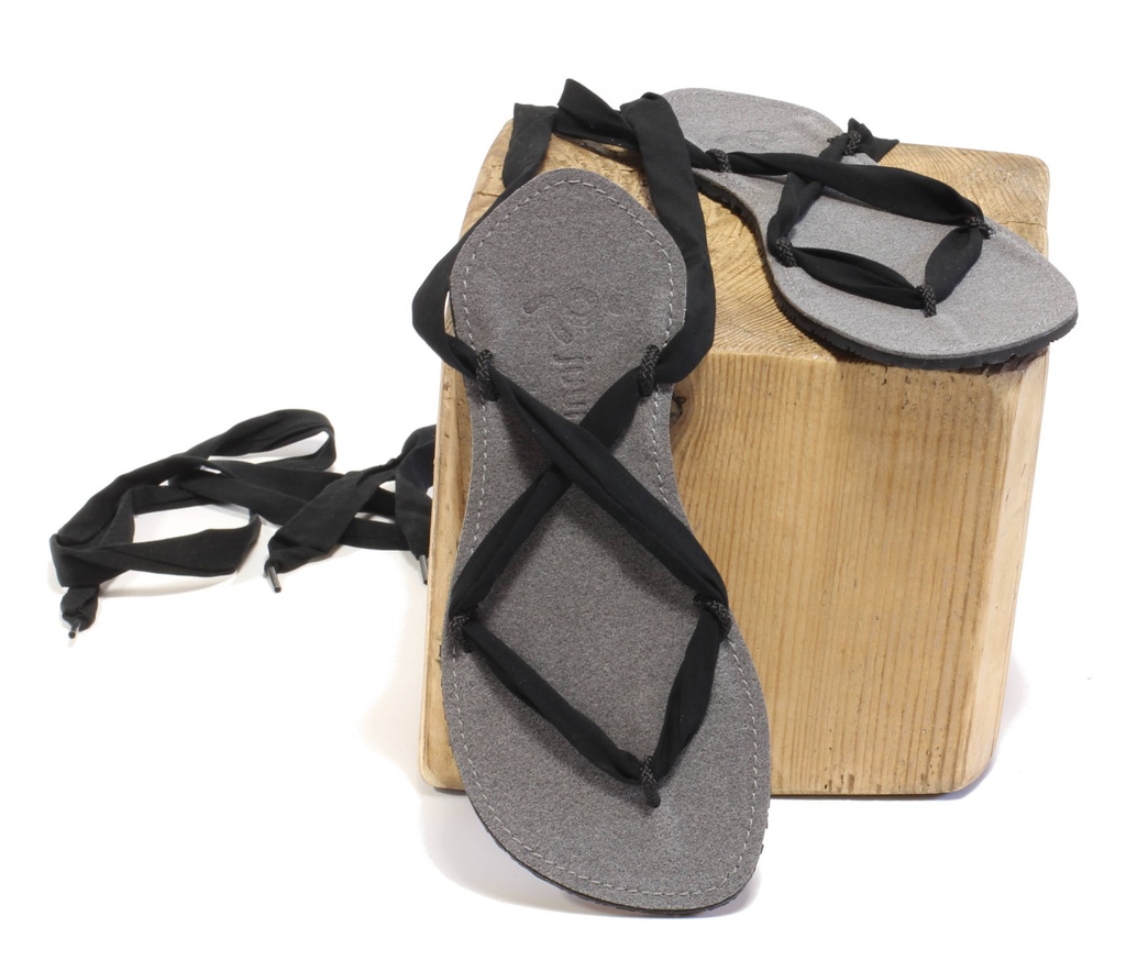 Vegan gray barefoot sandals Caty Juuri